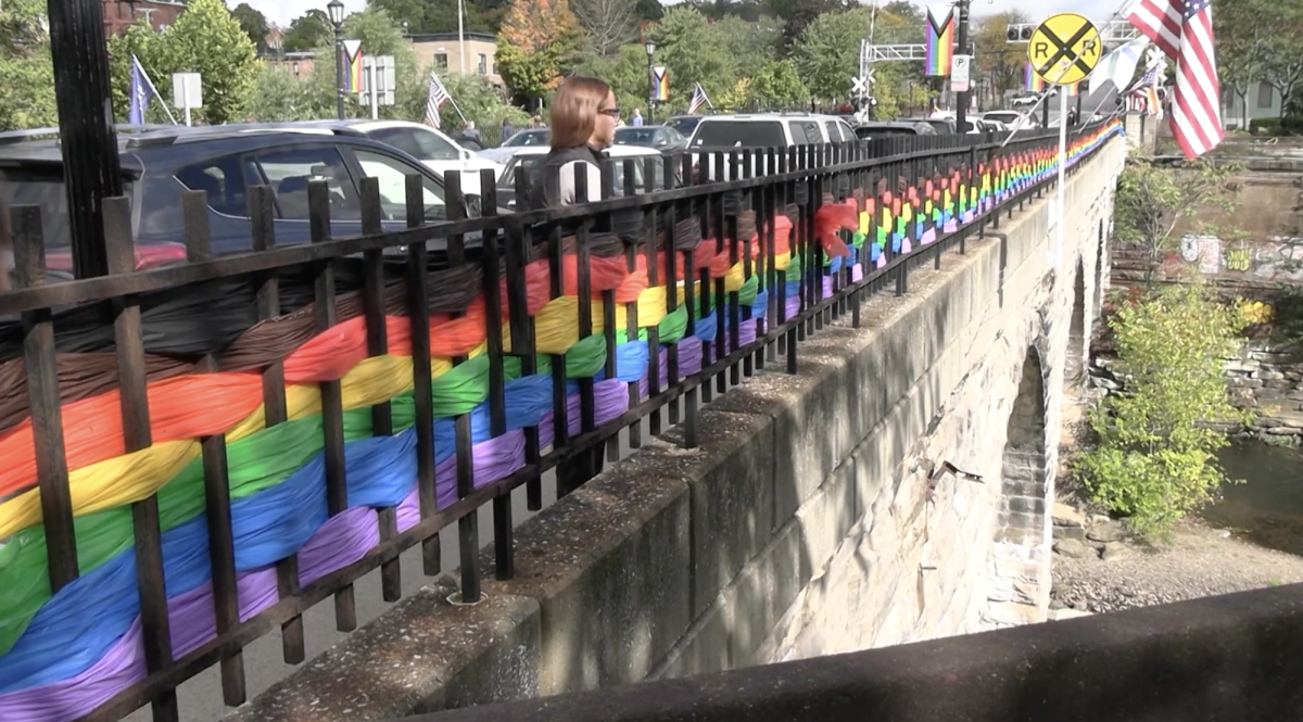 Kent volunteers decorate Main Street Bridge for LGBTQ History Month